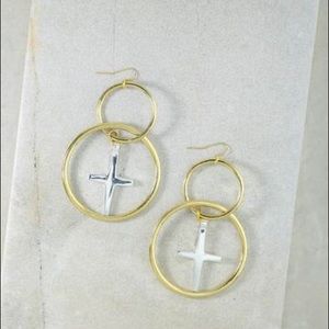 NEW Vanessa Mooney Embark Gold Cross Earrings